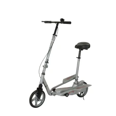 Trotineta Kinderauto Pegasus, cu pedale si scaun, reglabila si pliabila, sistem amortizare si franare, roti cauciuc pline, gri