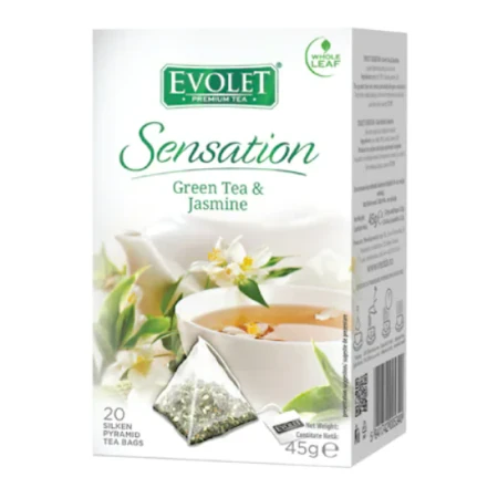 Ceai cu verde si iasomie, 20 plicuri, Evolet