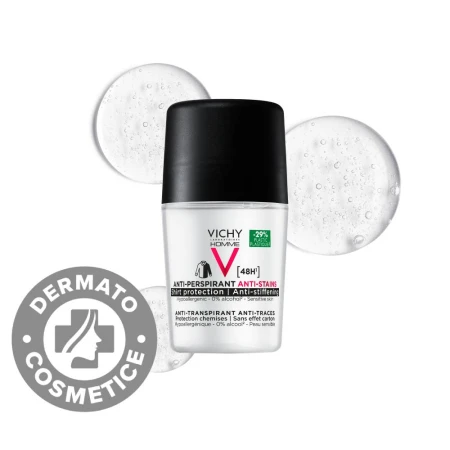 Deodorant roll-on pentru barbati anti-urme 48h Homme, 50ml, Vichy