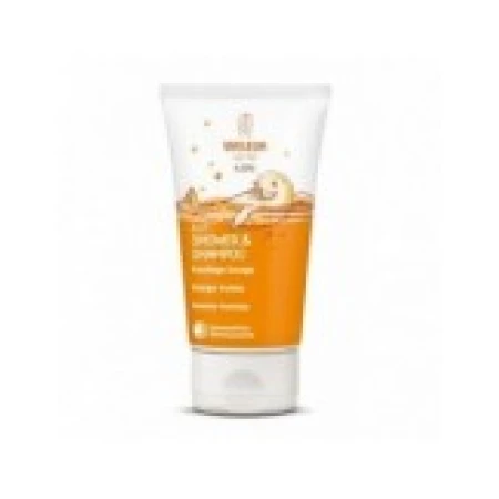 Gel de Dus si Sampon 2 in 1, Weleda, Kids, cu Ulei de Susan pentru Hidratare, Aroma Portocale, 150ml