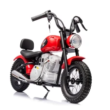 Motocicleta pentru copii, Kinderauto Chopper 350W, 36V, cu roti gonflabile, scaun tapitat, rosie