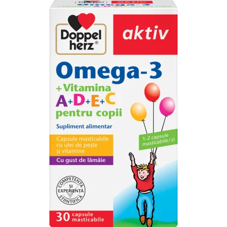 Omega 3 + Vitamina A+D+E+C pentru copii, 30 capsule, Doppelherz
