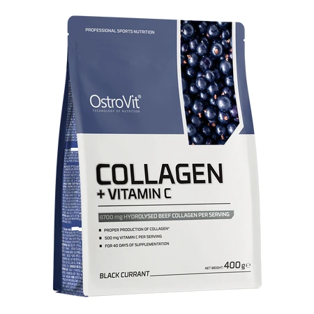 Colagen + Vitamina C cu aroma de coacaze, 400g, OstroVit