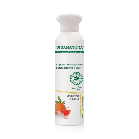 Lotiune purificatoare pentru ten mixt si gras cu grapefruit si salvie, 150ml, VivaNatura