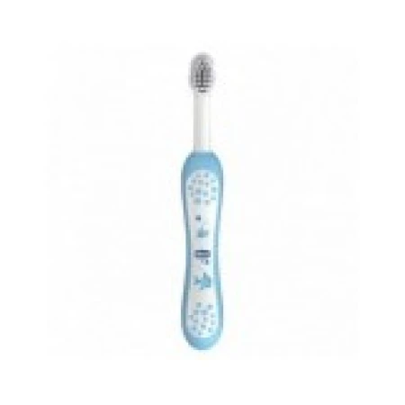 Periuta de Dinti, Chicco, First Teeth, pentru Dintii de Lapte, Varsta 6+ Luni, Peri Moi, Culoare Albastra
