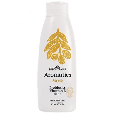 Gel de dus 100% vegan cu prebiotice si vitamina E Musk, 650ml, Aromatics