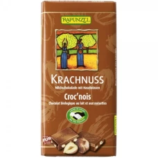 Ciocolata din lapte integral cu alune bio, 100g, Rapunzel