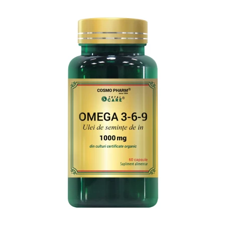 Omega 3-6-9 Ulei seminte de in 1000mg, 60 capsule, Cosmopharm