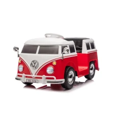 Masinuta electrica pentru copii, VW Samba Bus 70W, baterie 12V 7Ah, roti moi, scaun tapitat, culoare rosie