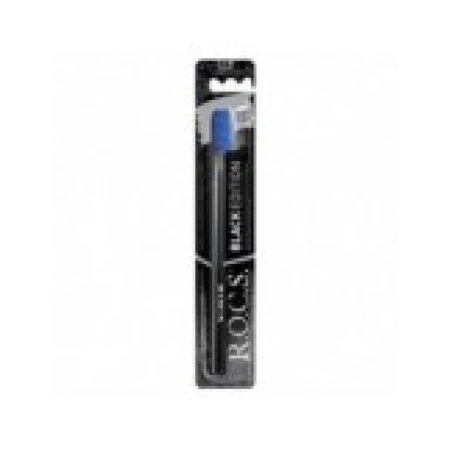Periuta de Dinti, R.O.C.S., Black, Medium, pentru Dinti Sensibili, Negru cu Albastru