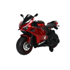 Motocicleta electrica, Kinderauto BDQ888 70W 12V cu roti moi, Bluetooth, rosie