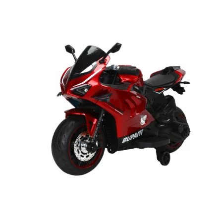 Motocicleta electrica, Kinderauto BDQ888 70W 12V cu roti moi, Bluetooth, rosie