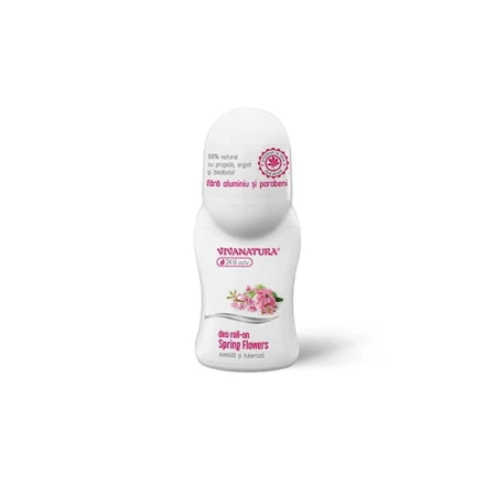 Deo roll-on natural Spring Flowers Zambilă și Tuberoză, 50mililitri, Vivanatura