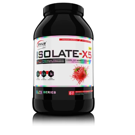 Pudra proteica cu aroma de capsuni Isolate-X5, 2000g, Genius Nutrition