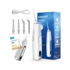 Irigator Bucal, Hanasco, H100, fara fir, 4 Varfuri Incluse, 3 Programe, Rezevor 200ml, 1700 pulsatii/min, 30-100psi, Alb