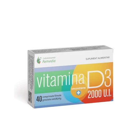 Vitamina D3 2000 UI, 40 comprimate, Laboratoarele Remedia