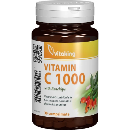 Vitamina C 1000mg cu macese, 30 comprimate, Vitaking