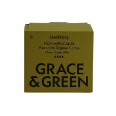 Tampoane din bumbac organic 100% Super Plus (15 buc), Grace and Green