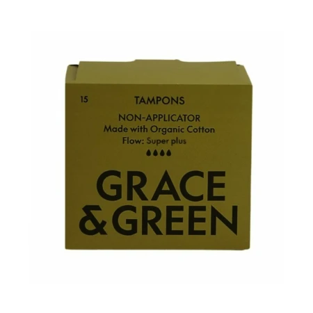 Tampoane din bumbac organic 100% Super Plus (15 buc), Grace and Green
