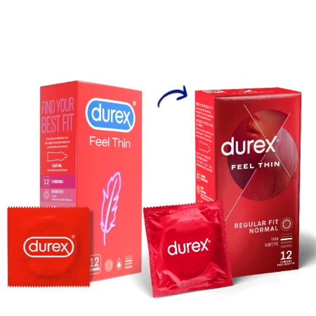 Prezervative Feel Thin, 12 bucati, Durex