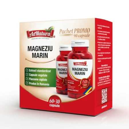 Magneziu marin pachet 60 cu 30,90 capsule,Adnatura