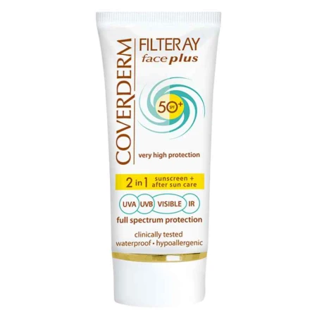 Crema de fata cu protectie solara Filteray Face Plus SPF 50+ Dry Sensitive Soft Brown, 50ml, Coverderm