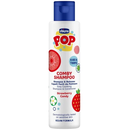 Sampon si balsam de par cu aroma de bomboane cu capsuni POP, 250ml, Chicco