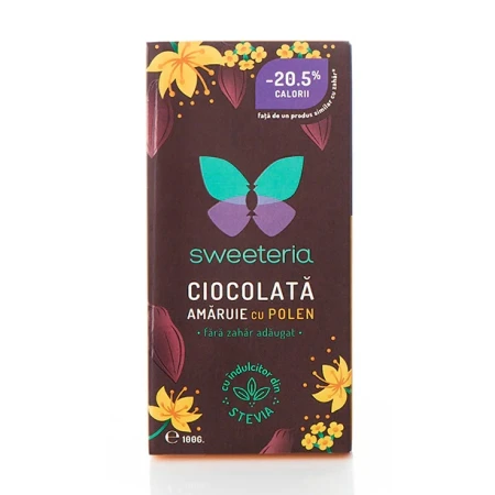 Ciocolata amaruie cu 70% polen, 100g, Sweeteria