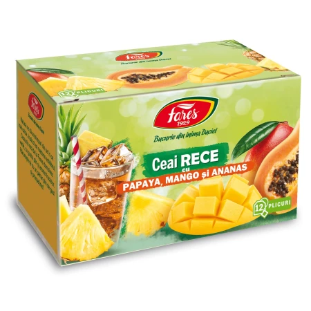 Ceai rece cu papaya mango si ananas, 12 plicuri, Fares