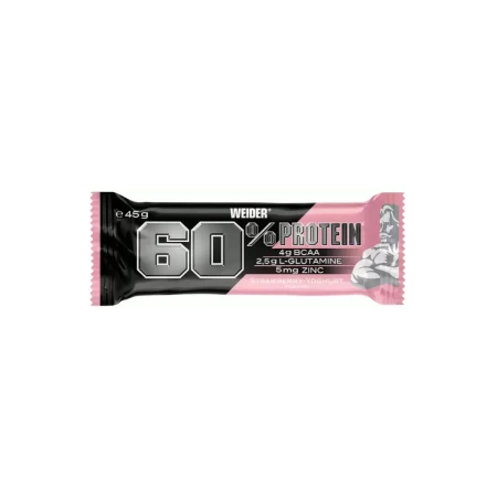 Baton proteic cu aroma de Strawberry Yoghurt 60% Protein Bar, 45g, Weider