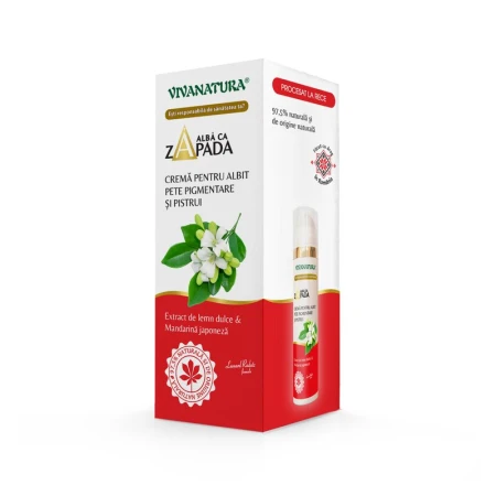 Alba ca Zapada - Crema pentru albit pete pigmentare si pistrui cu extract de lemn dulce si mandarina japoneza, 45 ml, Leonard Radutz Formula, VivaNatura