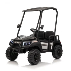 UTV electric pentru copii Kinderauto Golf-Kart, cu 4 locuri, 400W, 24V 7Ah, amortizoare, roti moi EVA, music player, negru