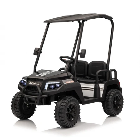 UTV electric pentru copii Kinderauto Golf-Kart, cu 4 locuri, 400W, 24V 7Ah, amortizoare, roti moi EVA, music player, negru
