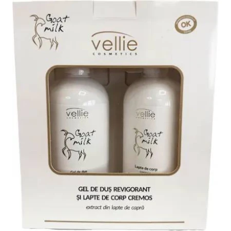 Set pentru ingrijirea corpului Gel de dus 500ml + Lapte de corp 500ml, Vellie Goat