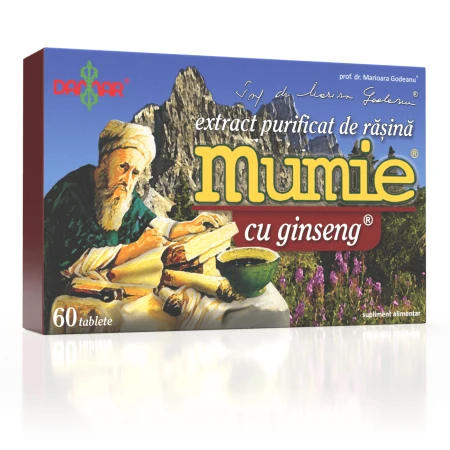 Extract purificat de rasina Mumie cu Ginseng, 60 tablete, Damar
