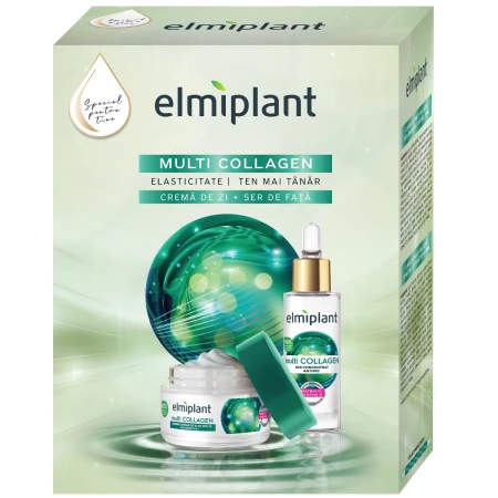 Pachet Crema de zi 30ml + Ser de fata 30ml Multi Collagen, 1 bucata, Elmiplant