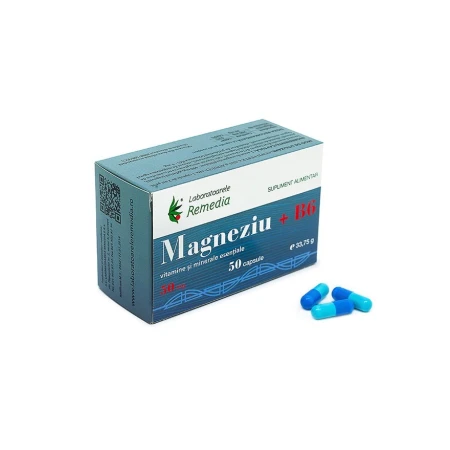 Magneziu + B6 , 50capsule, Remedia