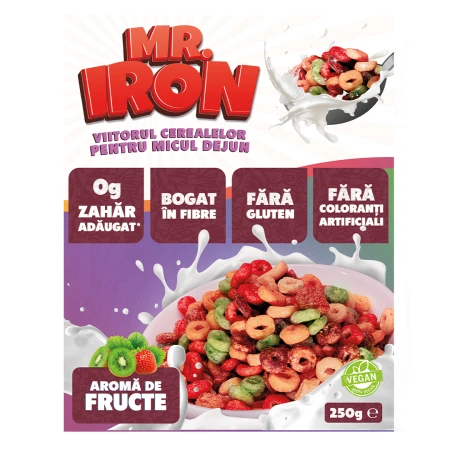 Cereale din ovaz fara zahar si fara gluten Fructe inghetate, 250g, Mr. Iron