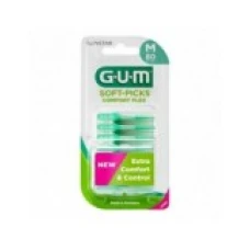 Set 80x Periute Interdentare, GUM, Soft-Picks Comfort Flex, Medium, pentru Curatare in Profunzime, Peri Moi