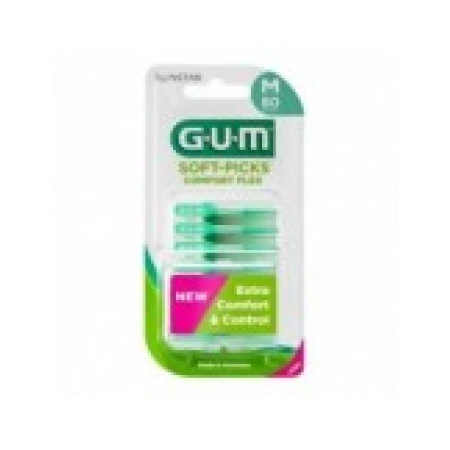 Set 80x Periute Interdentare, GUM, Soft-Picks Comfort Flex, Medium, pentru Curatare in Profunzime, Peri Moi