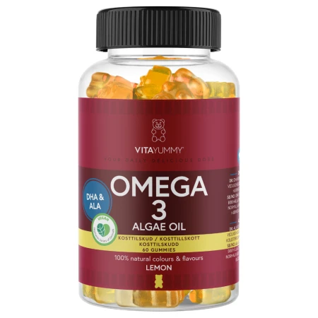 Omega 3 ursuleti gumati vegani cu aroma de lamaie, 60 jeluri, Vitayummy