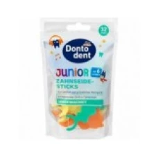 Set Ata Dentara pentru Copii, Dontodent, Junior, Tip Scobitoare, Curatare Delicata, Foarte Rezistenta, Aroma Fructe, 32 buc