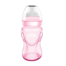 Biberon cu gura larga roz +6luni, 250ml, PUR