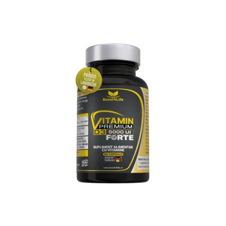 Vitamina D3 Premium Forte 5000 UI, 60 capsule moi, Boost4Life