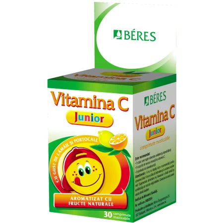 Vitamina C Junior, 30 comprimate masticabile, Beres