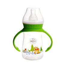 Biberon cu tetina si manere  Ursul pacalit de vulpe  pentru +3 luni Baby, 125ml, Minut