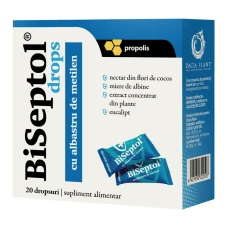 Biseptol drops,cu albastru de metilen,20 dropsuri,Dacia Plant