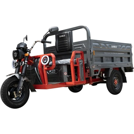 Samus Triciclu electric cargo Samus Texas-25-1.7-72V58 Red Dark Silver, 1500W, Viteza Maxima 25 km/h, Acumulator 72V/ 58 Ah, Tip baterie plumb acid, Autonomie 40 -50 km, Rosu-Argintiu inchis