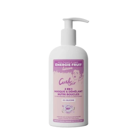 Masca balsam 2 in 1 pentru par ondulat sau cret cu Ulei de cocos organic si Unt de shea, 300ml, Energie Fruit