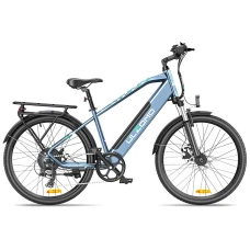 Bicicleta electrica Ulzomo Metro 26 E-bike, 250W, 36V 17Ah, autonomie 100km, viteza maxima 25km/h, Blue, 26''